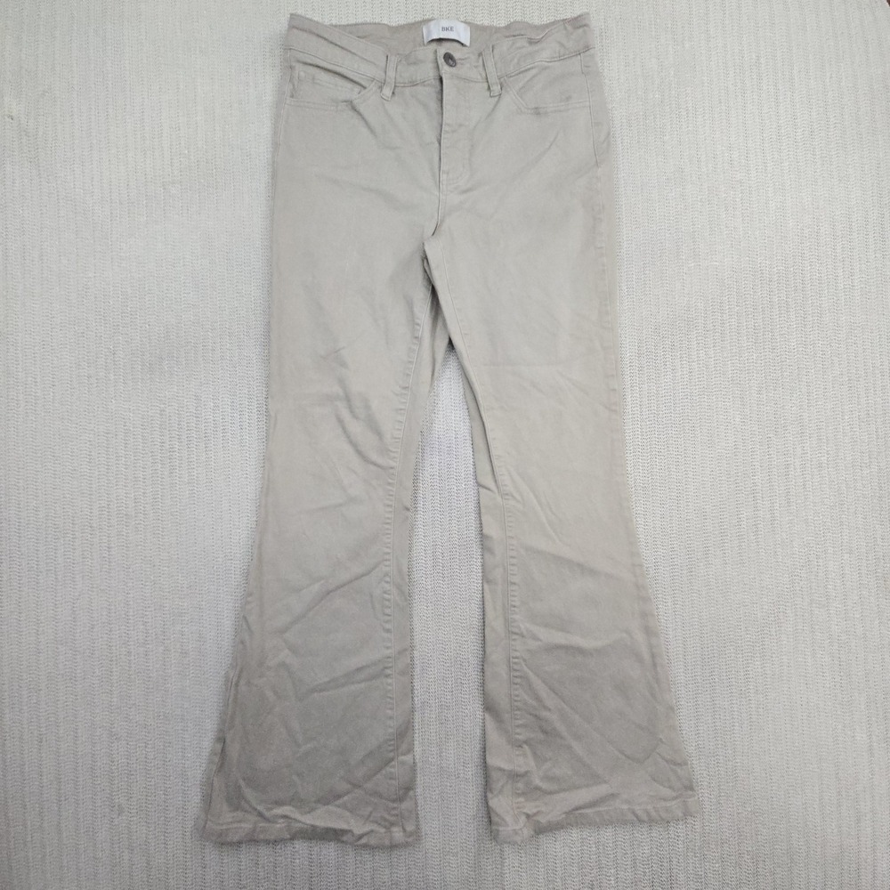 BKE Pants Womens‎ 28x30 Beige Denim Stretch Bootcut Flare Chino Flat Front